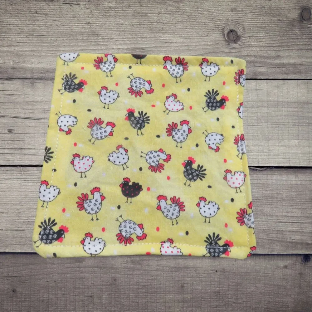 Jar Gripper, Handmade Jar Opener, Yellow with Chickens